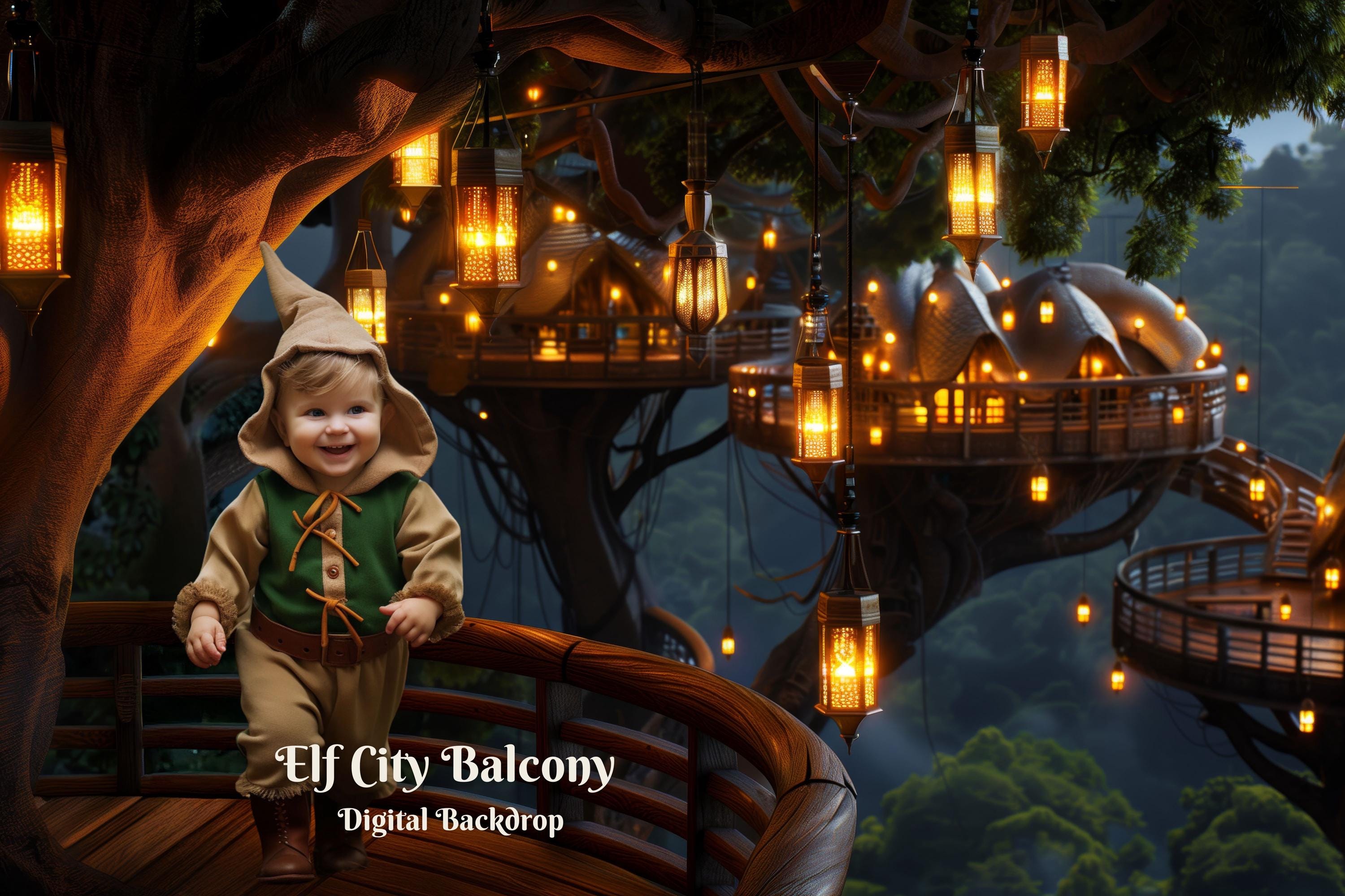 Elf City Balcony Digital Backdrop for Forest Tree Tribes Composite ...