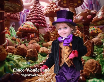Choco Wonderland Digitale Achtergrond Chocoladeliefhebber Achtergrond Leuk Voedsel Foto Achtergrond Chocolade Haven Foto Overlay Chocolade Land Afbeeldingen