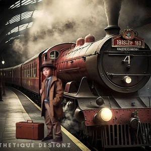Train Station Digital Backdrop Train Platform Digital Background Fantasy Theme Photoshop Overlay for Photography and Fantasy Shoots
