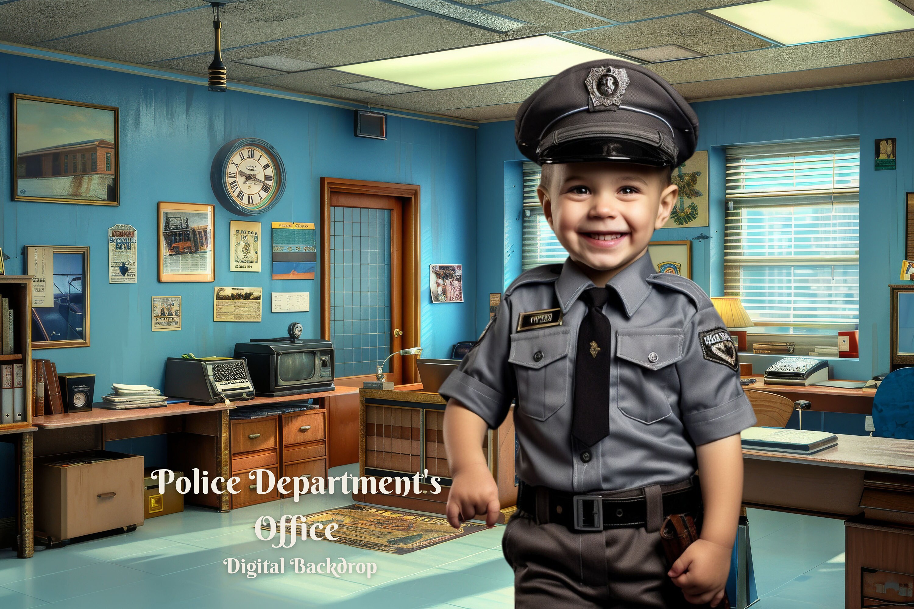 Police Department's Office Digital Backdrop Sheriff's Office Photo Background Police Officer Photoshop Overlay Composite Photo Backgrounds