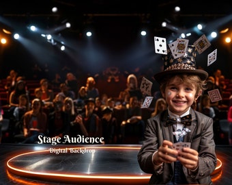 Stage with Audience Digital Backdrop Magician's Platform Photography Background  for Theater Stage Creative Composite Images  Background