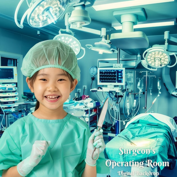 Surgeon's Operating Room Digital Backdrop Medical Operation Background Future Surgeon Creative Composite Images for Kids Roleplay Backdrops