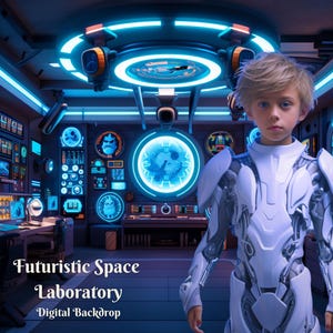 Futuristic Space Laboratory Digital Backdrop for Advanced Future Technology Composite Image for Space Travel Photo Overlay Futuristic Office