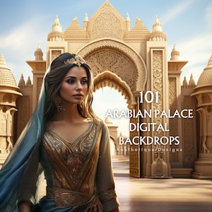 101 Arabian Palace Digital Backdrop Arabian Royalty Photography Background Fundos de contos de fadas para imagens compostas Diferentes áreas do castelo