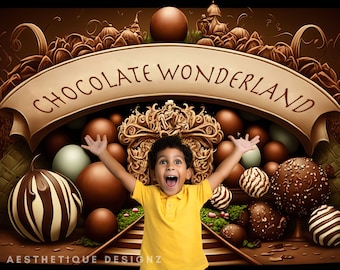 Chocolate Wonderland Digitale achtergrond Chocolate Lover Achtergrond Leuk eten Fotoachtergrond Chocolate Haven Photoshop-overlay
