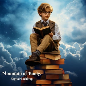 Mountain of Books Digital Backdrop  Library Books Photography Background  for Creative Composite Images  Book Lover Photo Backdrop
