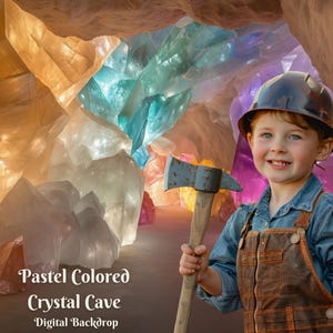 Pastel Colored Crystal Cave Digital Backdrop Crystal Rock Cave Digital Background Crystal Shards Overlay Calcite Stones Composite Images