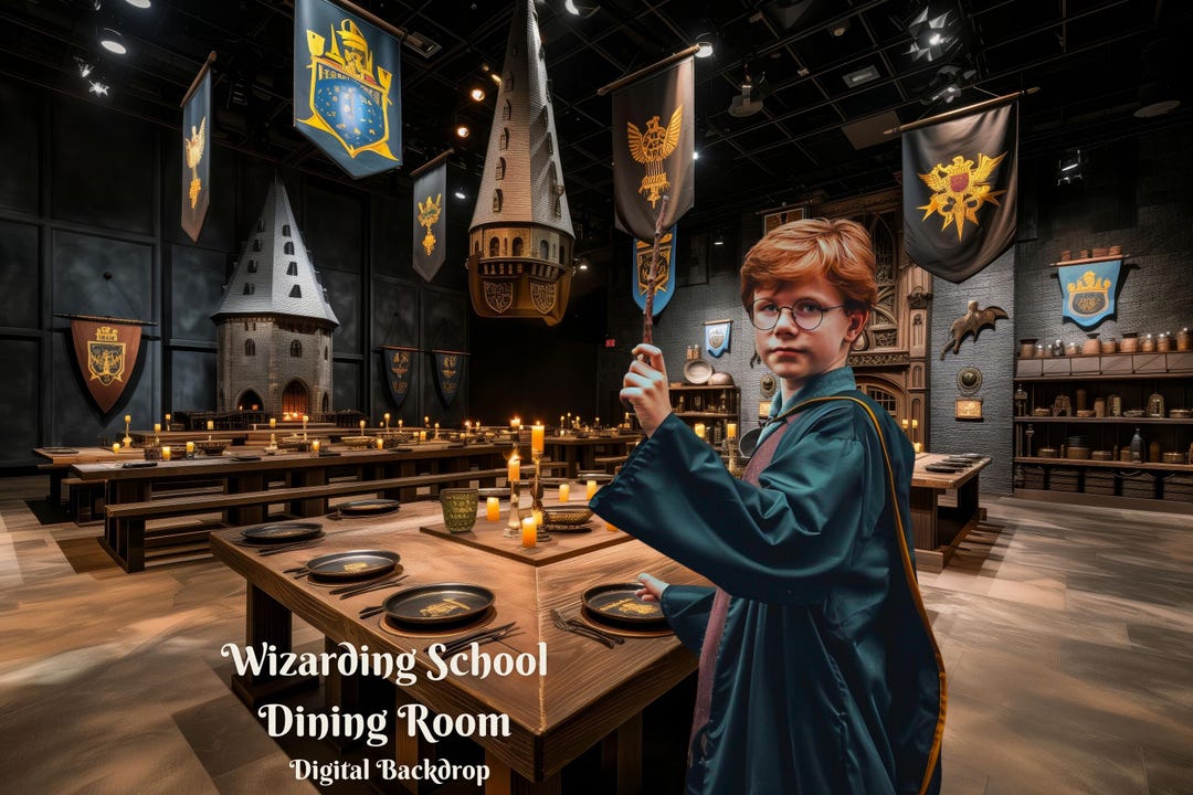 Wizarding School Dining Room Digital Backdrop Wizard and Witch ...
