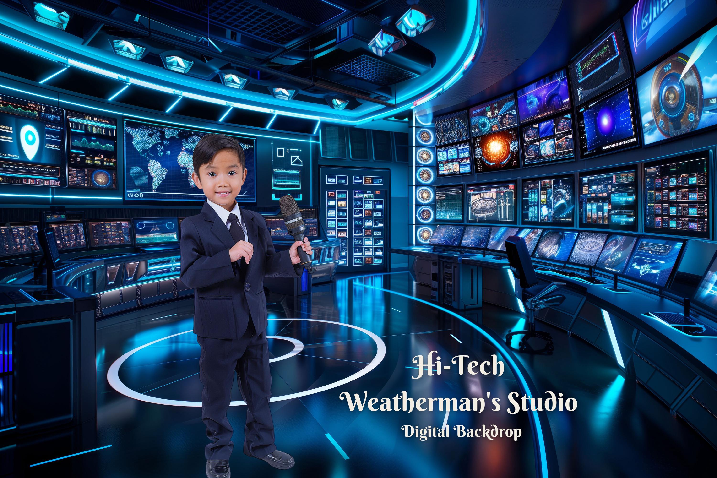 Hi-tech Weatherman's Studio Digital Backdrop Newscaster Background for ...