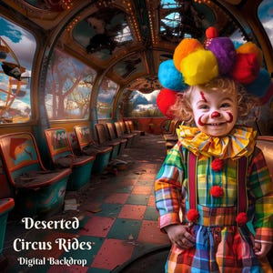Deserted Circus Rides Digital Backdrop Colorful Circus Photo Background Carnival Park Digital Background Clown on Carnival Photo Overlay