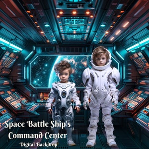 Space Battle Ship's Command Center Digital Backdrop for Advanced Future Technology Composite Images for Space Travel Creative Background image 2