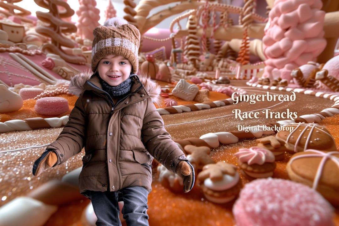 Gingerbread Race Tracks Digital Backdrop for Christmas Cookies Creative ...