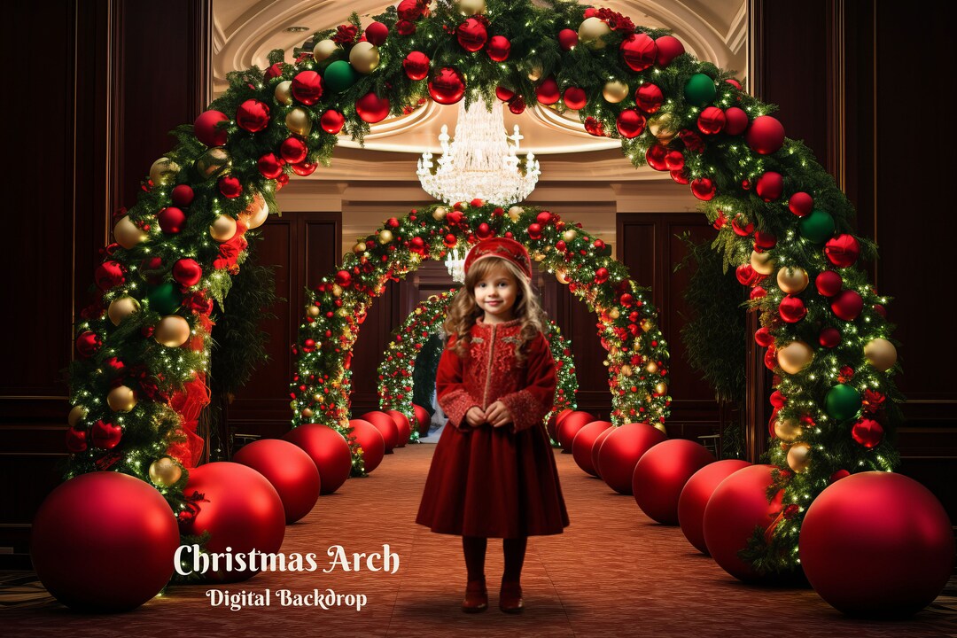 Christmas Hotel Arch Digital Backdrop Christmas Indoor Digital ...