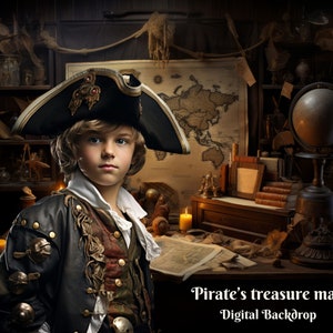 Carte au trésor des pirates, toile de fond numérique, chambre des pirates, arrière-plan numérique pour images composites fantastiques, chambre du chasseur de trésors, superposition de Photoshop