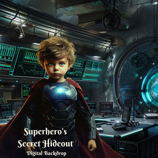 Superhero's Secret Hideout Digital Backdrop for Bunker Tech Office Composite Images for Underground Hacker Creative Digital Background