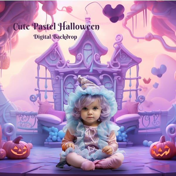 Toile de fond numérique Halloween pour tout-petits Halloween fond de photographie pour Halloween pastel images composites enfant Halloween fond