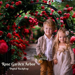 Rose Garden Arbor Digital Backdrop Gothic Garden Digital Background for Composite Images  Black Botanical garden Photo Background