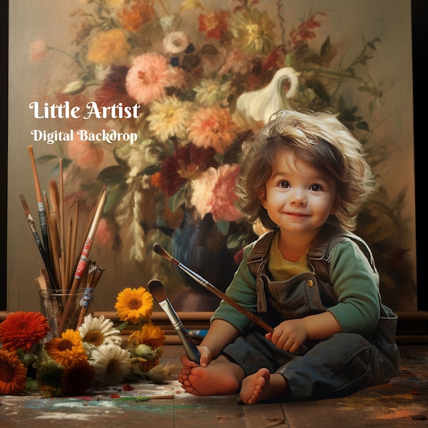 Little Artist Digital Backdrop Art Canvas Photography Background  for Creative Composite Images  Art Lover Backgrounds for Future Artist