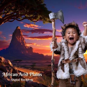 African Arid Plains Digital Backdrop Animal Encounter Digital Background for Nature and Animal Lover Creative Composite Image for Lion&#39;s Den