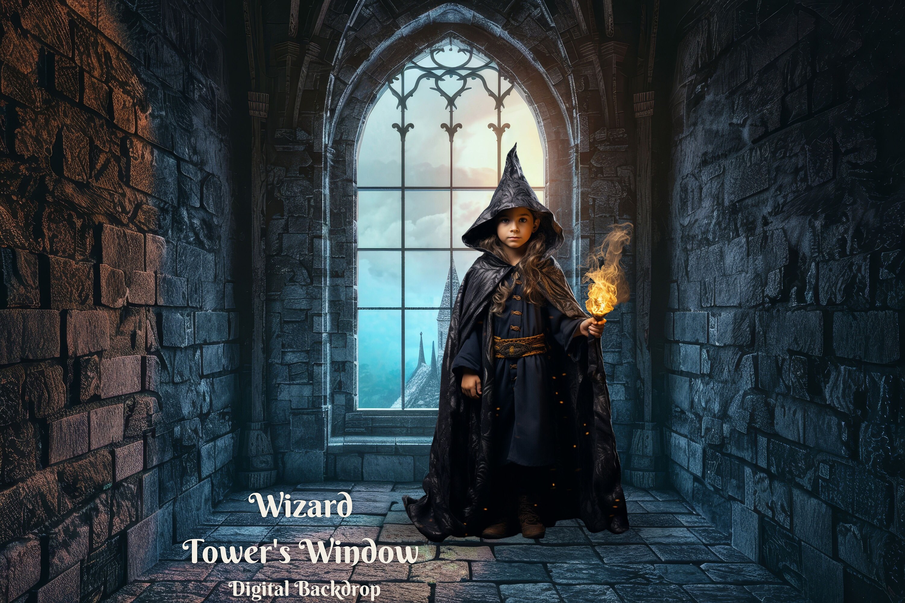 Wizard Tower's Window Digital Backdrop Tall Window in a Castle ...
