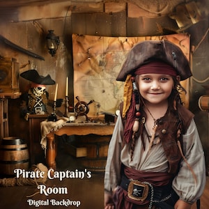 Habitación del Capitán Pirata Telón de fondo digital Mapa del tesoro pirata Fondo digital para imágenes compuestas de fantasía Cazador de tesoros Superposición de Photoshop