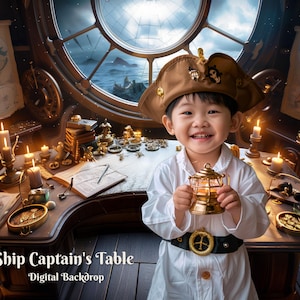 Ship Captain's Table Digitale achtergrond Piratenschatkaart Digitale achtergrond voor fantasie samengestelde afbeelding Treasure Hunter Photoshop-overlay