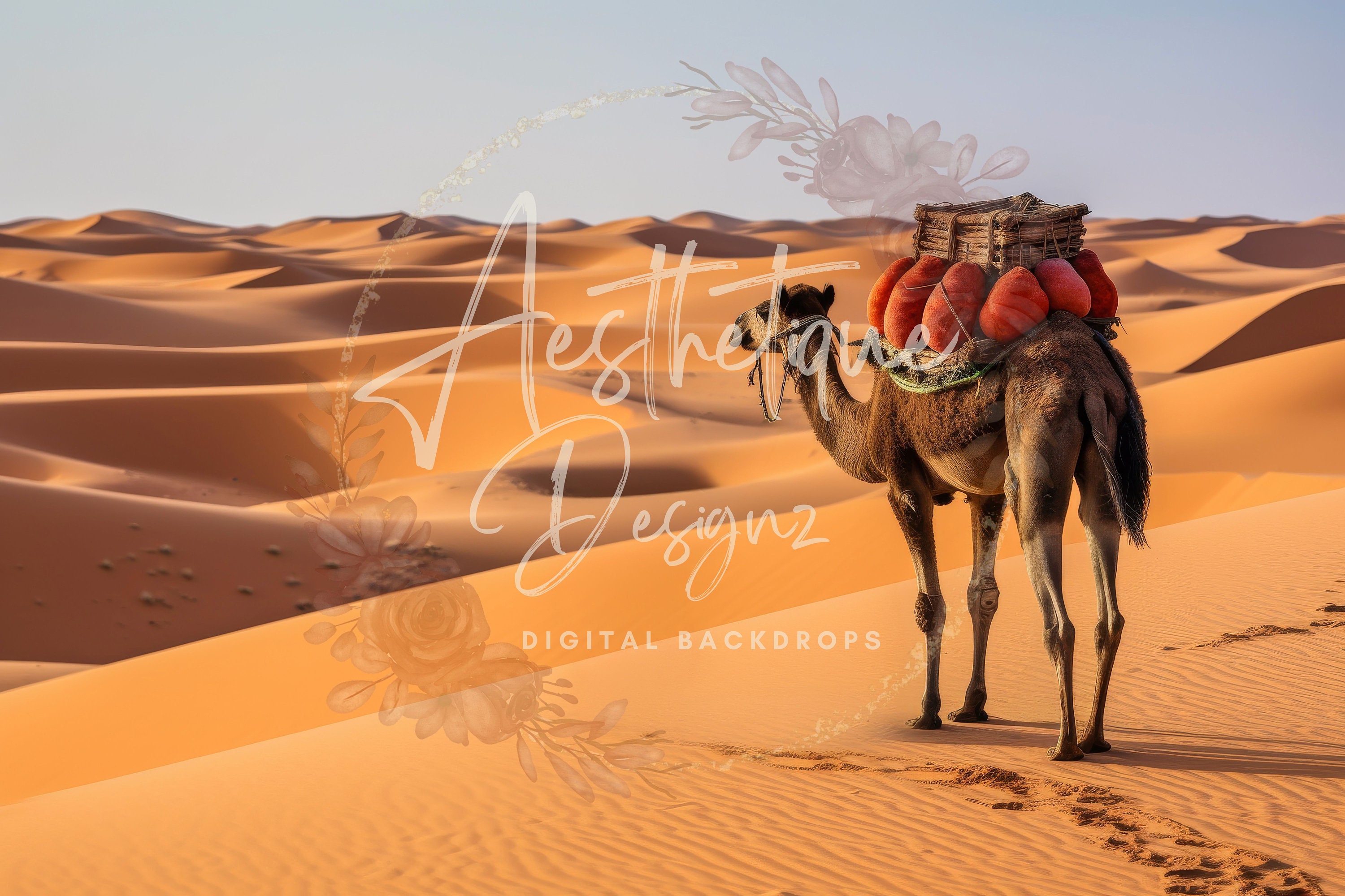 Goods Carrying Camel Digital Backdrop Hot Desert Sand Digital ...