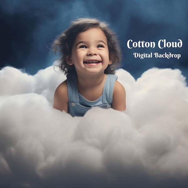 Cotton Cloud Digital Backdrop White Cotton Cloud  Digital Background Pure White Cloud Photo Background for Creative Composite Images