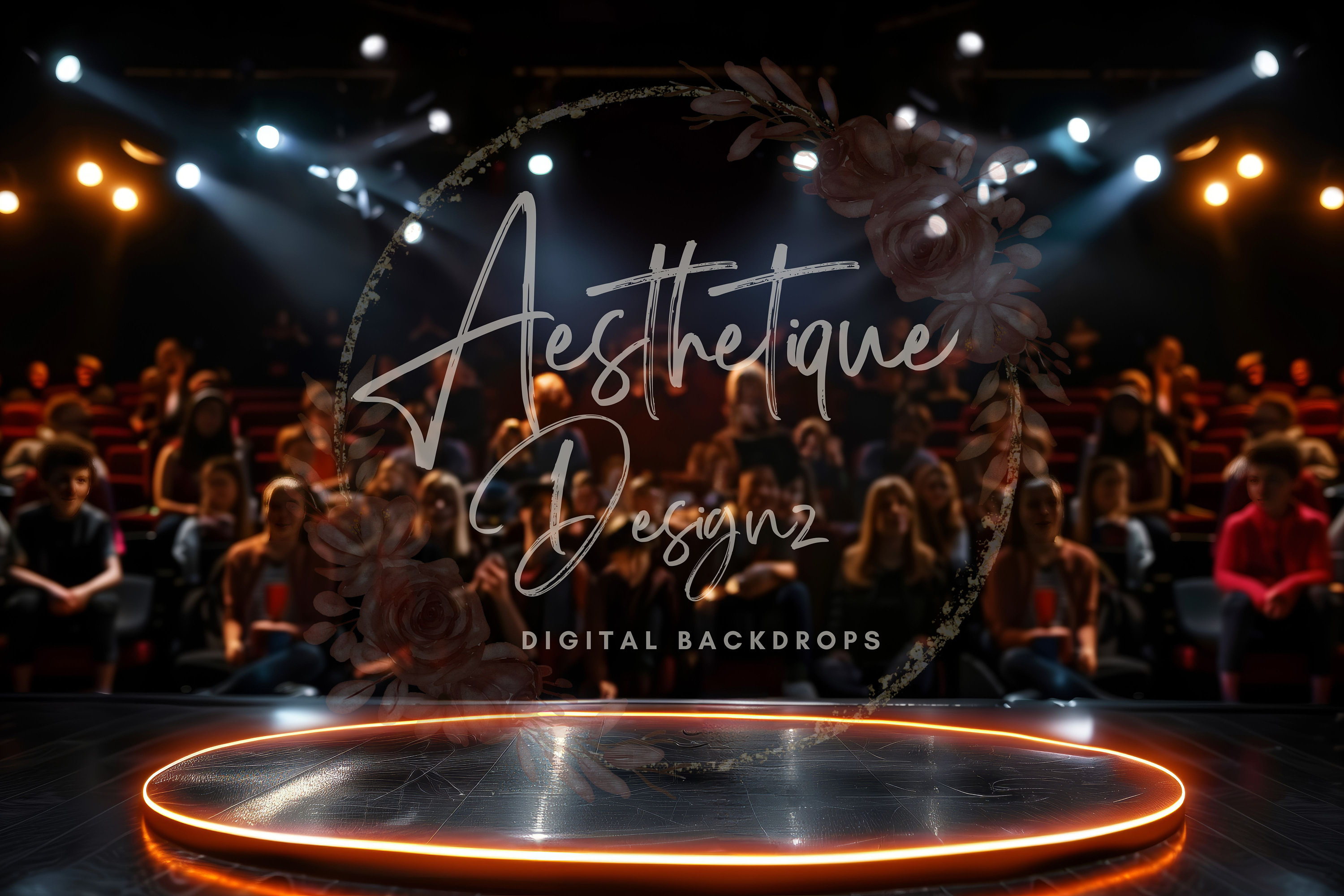 Stage With Audience Digital Backdrop Magician's Platform Photography ...