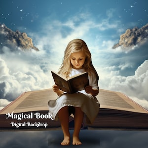 Magical Book Digital Backdrop  Flying Book Photography Background  for Creative Composite Images  Book Lover Photo Backdrop