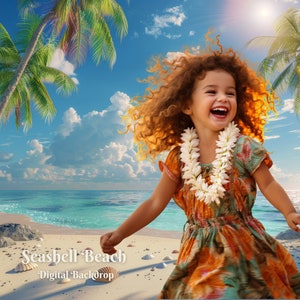 Seashell Beach Digital Backdrop Hot Summer Beach Digital Background Seaside Strolling Background for Collecting Sea shells Composite Images