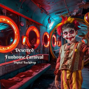 Deserted Funhouse Carnival Digital Backdrop Colorful Circus Photo Background Carnival Park Digital Background Clown on Carnival Overlay