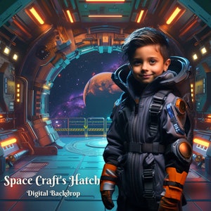 Space Craft&#39;s Hatch Digital Backdrop for Advanced Future Technology Composite Images for Space Travel Creative Digital Background