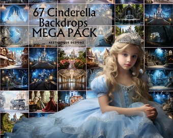 67 Cinderella Digital Backdrops  for Fairy Tale Themed Photography Background Princess Castle Photoshop Overlay Princess Carriage Background