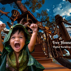 Tree House Digital Backdrop for Forest Tree Tribes Composite Images Wooden Forest House Digital Background for Nature Lovers Photo
