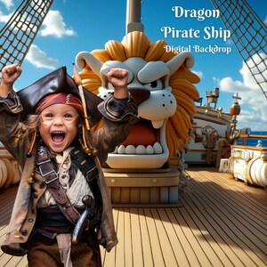Drachen Piratenschiff digitaler Hintergrund Seeräuber an Deck digitaler Hintergrund für Fantasy Verbundbilder Freibeuter und Seedieb Digitals
