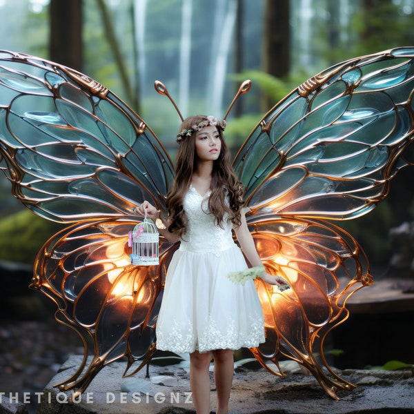 Fairy Wings Digital Backdrop Translucent Glowing Wings Digital Background Fantasy Pixie Faerie Theme Glowing Wings Ethereal Backdrop