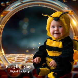 Bee Hive Stage Digital Backdrop for Bee&#39;s Home Photography Background for Nature and Animal Lover Creative Images For Honey Bee Overlay