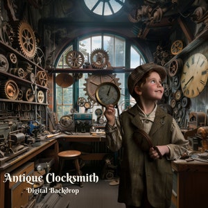 Antique Clock Smith Workshop Digital Backdrop Classic Horologist Background for Clock Maker&#39;s Composite Images for Clockworks Creative Photo