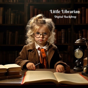 Little Librarian Digital Backdrop Rustic Bookstore Photography Background  for Creative Composite Images  Book Lover Photo Backdrop
