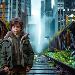 Post Apocalyptic Railway Digital Backdrop for Post Apocalyptic Era Composite Images Dystopia World Digital Background for End of the World