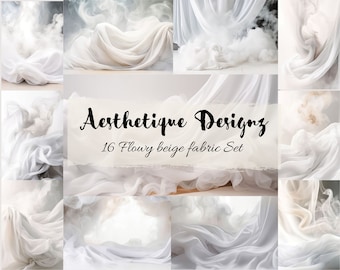 16 White Flowy Fabric Digital Photo Backdrop  Maternity Digital Backdrop White Photoshop Overlays Dreamy Background Smoky Backdrop Digital