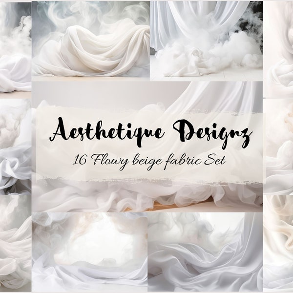 16 White Flowy Fabric Digital Photo Backdrop  Maternity Digital Backdrop White Photoshop Overlays Dreamy Background Smoky Backdrop Digital