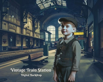 Può includere: Un bambino piccolo con un berretto marrone e un gilet scuro si trova in una stazione ferroviaria d'epoca. La stazione ha un soffitto a volta alto con travi a vista e grandi finestre. Il bambino guarda la telecamera con un leggero sorriso.