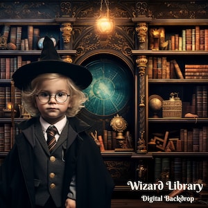Wizard Library Digital Backdrop Fantasy Books Digital Background Wizard Tomes Background for Fantasy Composite Images Witch Library Backdrop
