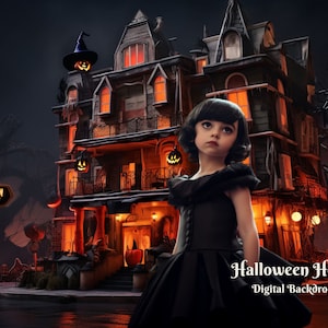 Halloween Hotel Digital Backdrop Spooky Hotel Digital Background for Halloween Composite Backgrounds  Halloween Town Photo Backdrop