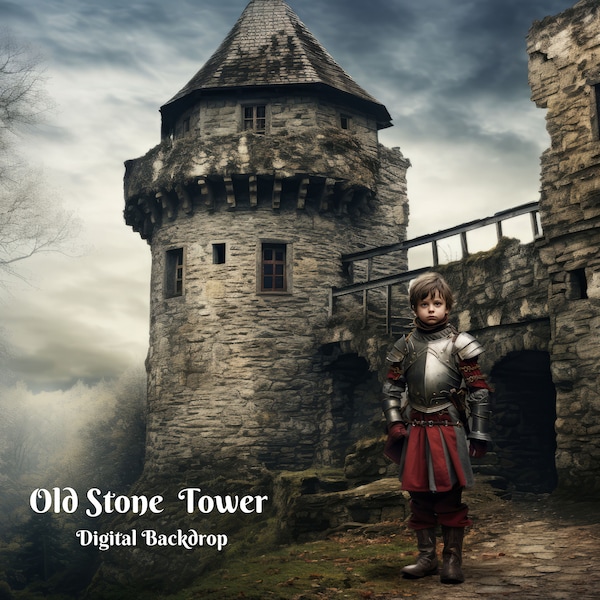 Old Stone Tower Digital Backdrop Medieval Era Digital Background War Era Digital Backdrop Medieval Warfare Digital Backdrop