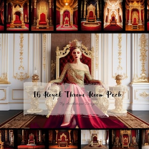 16 Royal Throne Room Digital Backdrop for Maternity shoot Queen and King Creative Shoot Red Digital Background Photoshop Overlays
