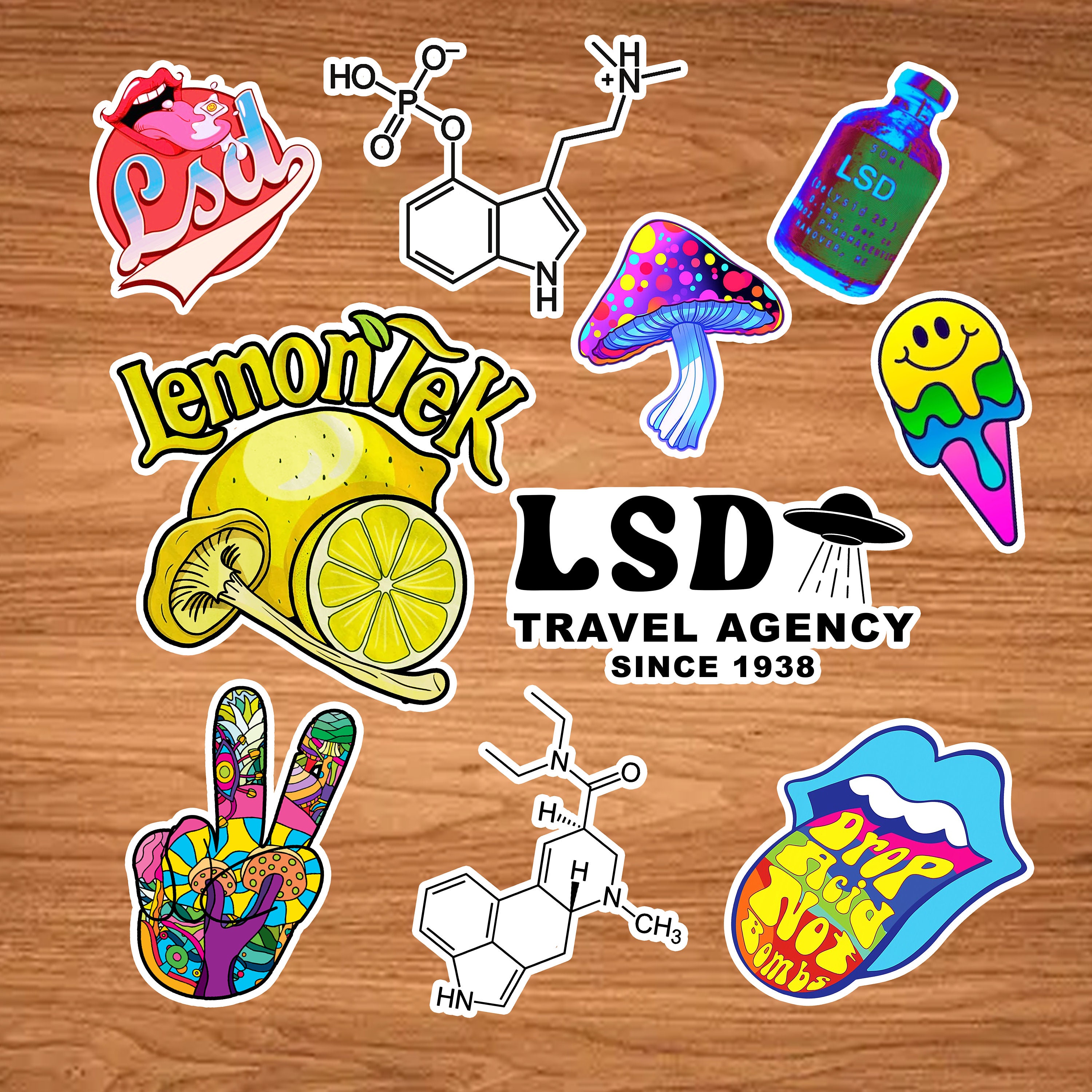 55 PCS Skull Stoner Psychedelic Stickers,Trippy Sticker Packs for  Kids,Teens,Adults,Cool Hippie Vinyl Waterproof Stickers for Laptop,Water