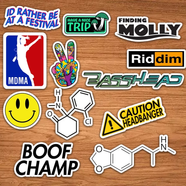 Raver Sticker Pack | 12 High Quality Rave Related Stickers